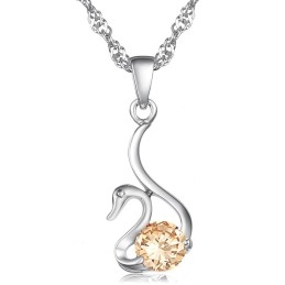 Colar De Titânio Com Revestimento De  E Diamante Em Formato De Cisne Feminino De Reputação Confiável