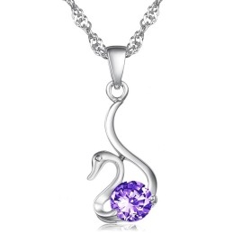 Colar De Titânio Com Revestimento De  E Diamante Em Formato De Cisne Feminino De Reputação Confiável