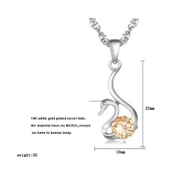 Colar De Titânio Com Revestimento De  E Diamante Em Formato De Cisne Feminino De Reputação Confiável