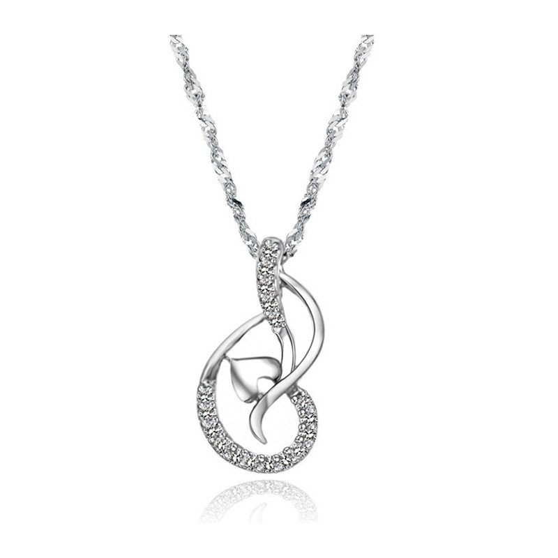 Colar Feminino De Titânio Com Revestimento De Platina De Alta Qualidade E Strass Colar Feminino De Titânio Com Revestimento De Platina De Alta Qualidade E Strass
