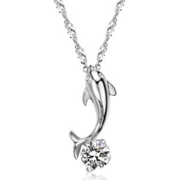 Colar De Titânio Com Banho De Platina E Diamante Em Formato De Golfinho Feminino Com Qualidade E Quantidade Garantidas
