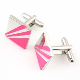 Abotoaduras Quadradas De Titânio Vermelho Rosa Da Moda