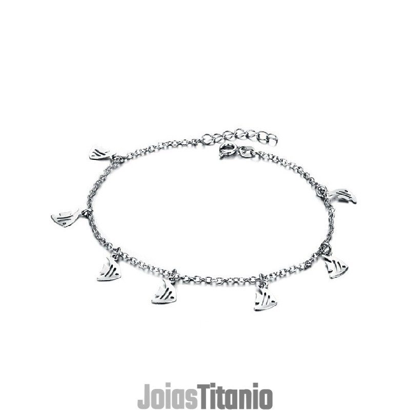 Tornozeleira Feminina De Titânio Com Revestimento Em Platina E Formato De Filé Grande Variedade Tornozeleira Feminina De Titânio Com Revestimento Em Platina E Formato De Filé Grande Variedade