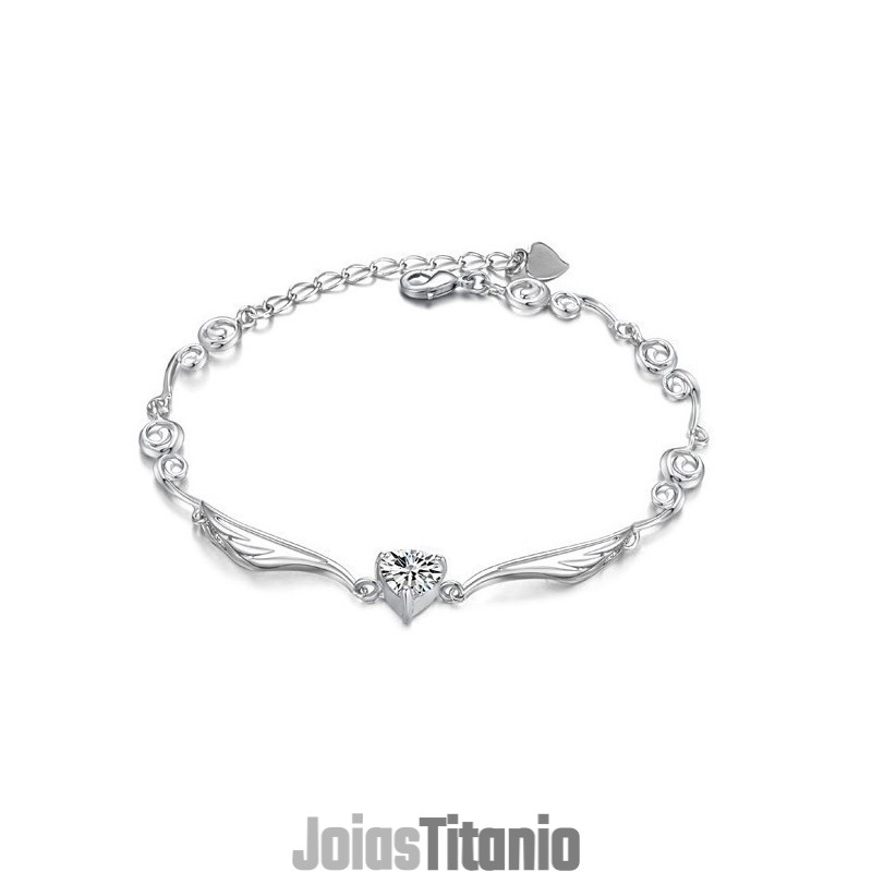Pulseira Feminina De Titânio Com Revestimento De Platina De Alta Qualidade E Strass Pulseira Feminina De Titânio Com Revestimento De Platina De Alta Qualidade E Strass