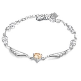 Pulseira Feminina De Titânio Com Revestimento De Platina De Alta Qualidade E Strass