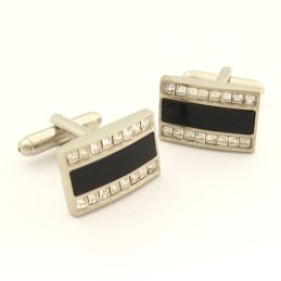 Abotoaduras Clássicas Oblongas De Titânio E Banhadas A Preto