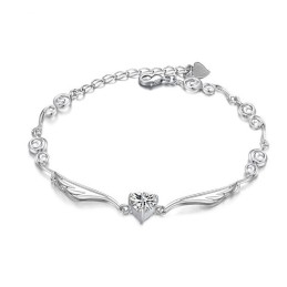 Pulseira Feminina De Titânio Com Banho De Platina E Diamantes