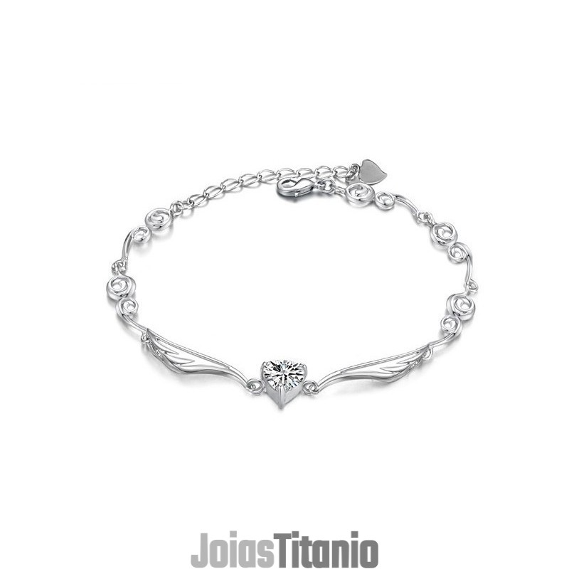 Pulseira Feminina De Titânio Com Banho De Platina E Diamantes Pulseira Feminina De Titânio Com Banho De Platina E Diamantes