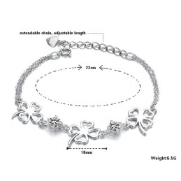 Pulseira De Titânio Com Revestimento De Platina E Diamante Em Formato De Trevo Feminino Da Rainha Da Qualidade