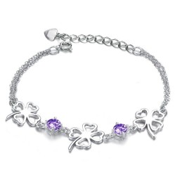 Pulseira De Titânio Com Revestimento De Platina E Diamante Em Formato De Trevo Feminino Da Rainha Da Qualidade