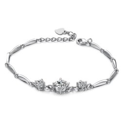 Pulseira De Titânio Com Revestimento De Platina Feminina De Qualidade Estável E Diamante