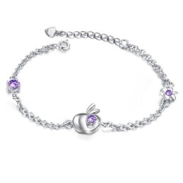 Pulseira Feminina De Titânio Com Banho De  E Diamante Em Formato De Maçã