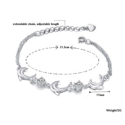 Pulseira De Titânio Com Banho De Platina E Cristal Em Formato De Golfinho Feminino Com Qualidade E Quantidade Garantidas