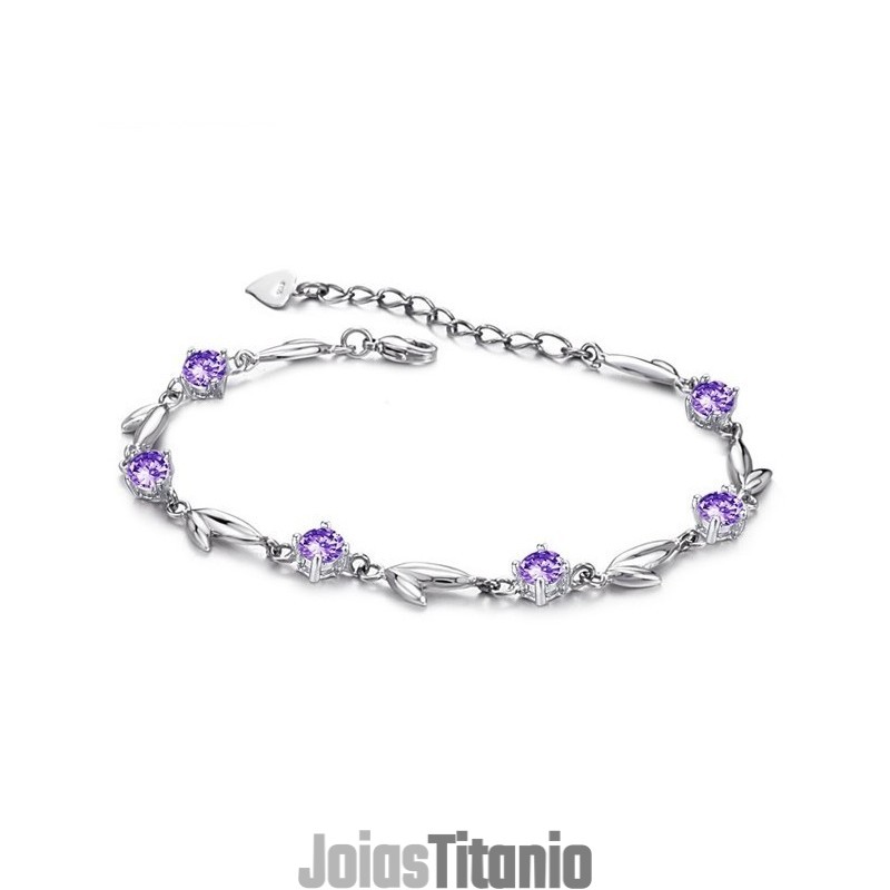Pulseira Feminina De Titânio Com Banho De Platina Roxa E Diamante, De Renome Mundial Pulseira Feminina De Titânio Com Banho De Platina Roxa E Diamante, De Renome Mundial