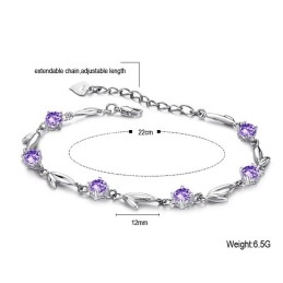 Pulseira Feminina De Titânio Com Banho De Platina Roxa E Diamante, De Renome Mundial