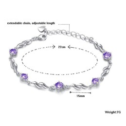 Pulseira Feminina De Titânio Com Banho De Platina Roxa E Diamante, Qualidade E Quantidade Garantidas