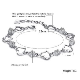 Pulseira De Titânio Feminina Elegante E Confiável Com Revestimento De Platina E Diamante Roxo