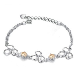 Pulseira Feminina De Titânio Com Revestimento De Platina De Qualidade Superior E Cristal Roxo