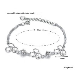 Pulseira Feminina De Titânio Com Revestimento De Platina De Qualidade Superior E Cristal Roxo