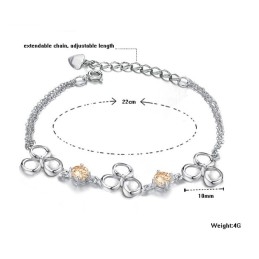 Pulseira Feminina De Titânio Com Revestimento De Platina De Qualidade Superior E Cristal Roxo