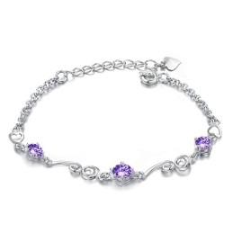 Pulseira Feminina De Titânio Com Revestimento De Platina Roxa De Alta Qualidade E Diamante