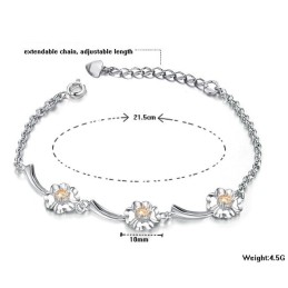 Pulseira Feminina De Titânio Com Banho De Platina E Qualidade Garantida