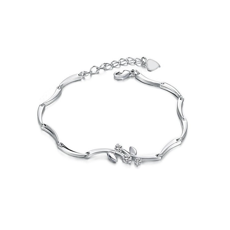 Pulseira Feminina De Titânio Com Revestimento De Platina E Strass De Qualidade Confiável Pulseira Feminina De Titânio Com Revestimento De Platina E Strass De Qualidade Confiável