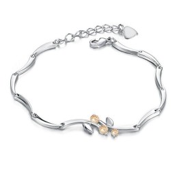 Pulseira Feminina De Titânio Com Revestimento De Platina E Strass De Qualidade Confiável