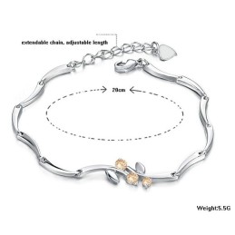 Pulseira Feminina De Titânio Com Revestimento De Platina E Strass De Qualidade Confiável