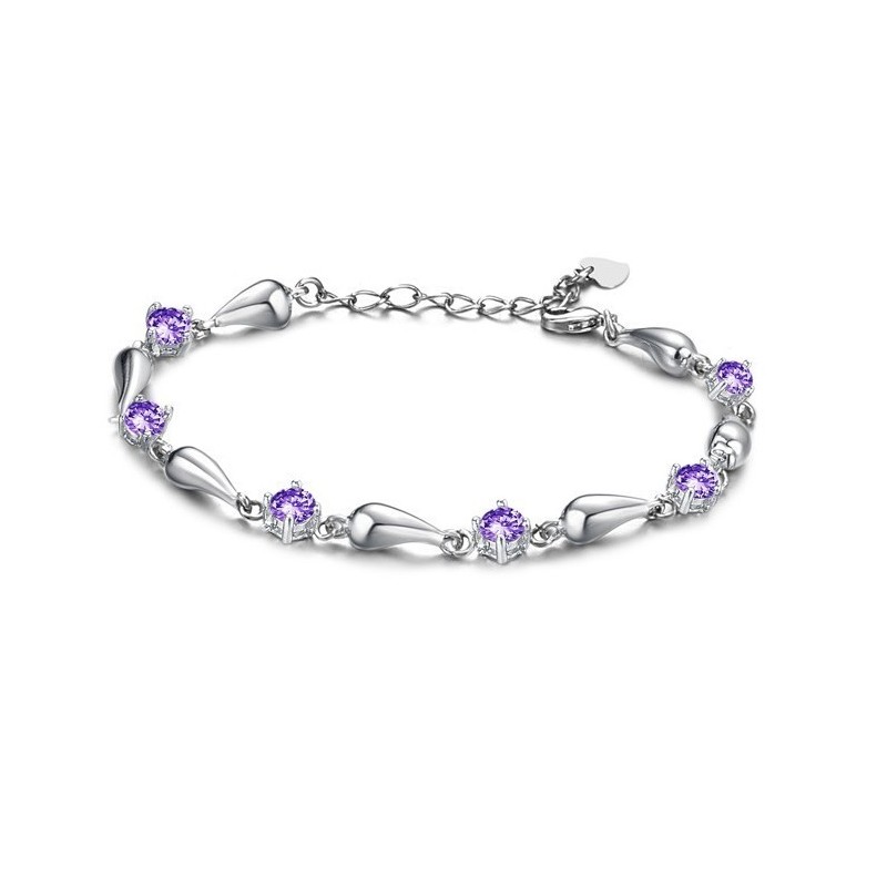 Pulseira Feminina De Titânio Com Revestimento De Platina Roxa E Diamante, Durável Em Uso Pulseira Feminina De Titânio Com Revestimento De Platina Roxa E Diamante, Durável Em Uso