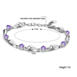 Pulseira Feminina De Titânio Com Revestimento De Platina Roxa E Diamante, Durável Em Uso