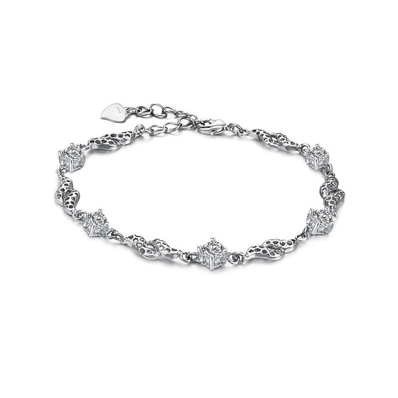 Pulseira Feminina De Titânio Com Revestimento De  Vazada De Qualidade Superior Com Strass
