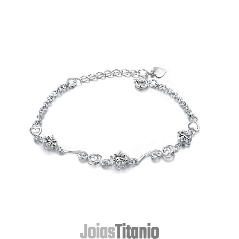 Pulseira De Titânio Com Revestimento De Platina Feminina De Qualidade Estável E Strass Pulseira De Titânio Com Revestimento De Platina Feminina De Qualidade Estável E Strass