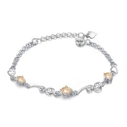 Pulseira De Titânio Com Revestimento De Platina Feminina De Qualidade Estável E Strass