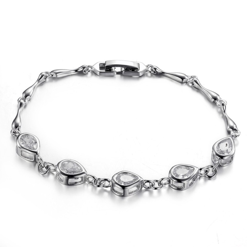 Pulseira Feminina De Titânio Com Revestimento De Platina De Alta Qualidade E Diamante Pulseira Feminina De Titânio Com Revestimento De Platina De Alta Qualidade E Diamante