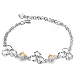 Pulseira Feminina De Titânio Com Banho De  E Diamante Com Qualidade E Quantidade Garantidas