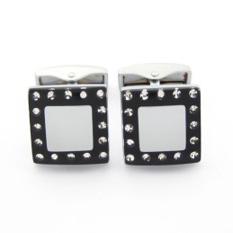 Abotoaduras Banhadas A Titânio E Ip Preto Com Diamantes
