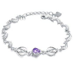 Pulseira De Titânio Com Revestimento De Platina E Diamante, Formato De Golfinho, Durável Em Uso