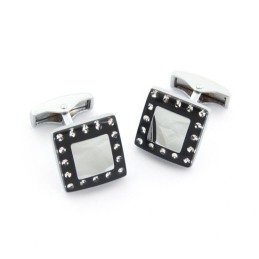 Abotoaduras Banhadas A Titânio E Ip Preto Com Diamantes