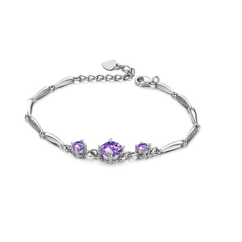 Pulseira De Titânio Com Revestimento De  Roxa Feminina De Qualidade Estável Com Diamante