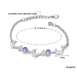 Pulseira De Titânio Banhada A Platina Em Formato De Golfinho Feminino De Alta Qualidade Com Diamante