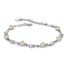 Pulseira Feminina De Titânio Com Banho De Platina E Diamantes Completa Em Especificações