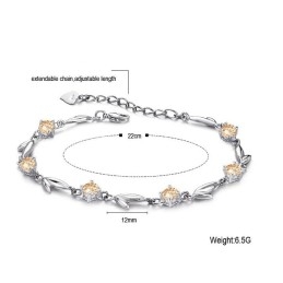 Pulseira Feminina De Titânio Com Banho De Platina E Diamantes Completa Em Especificações