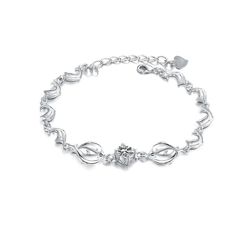 Pulseira De Titânio Com Revestimento De Platina E Diamante Em Formato De Golfinho Feminino De Qualidade Confiável Pulseira De Titânio Com Revestimento De Platina E Diamante Em Formato De Golfinho Feminino De Qualidade Confiável