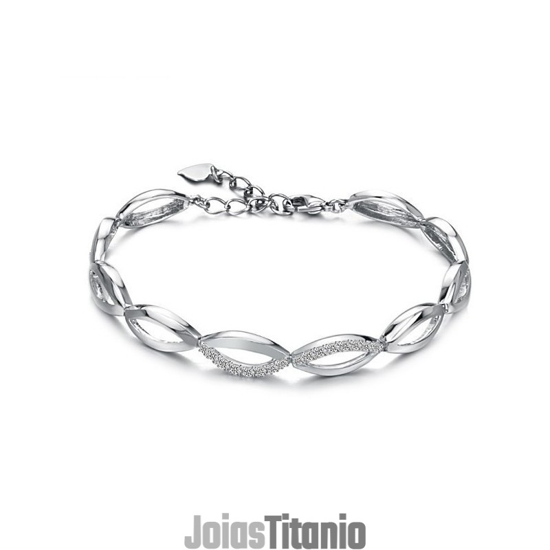 Pulseira Feminina De Titânio Com Banho De Platina E Diamantes, A Rainha Da Qualidade Pulseira Feminina De Titânio Com Banho De Platina E Diamantes, A Rainha Da Qualidade