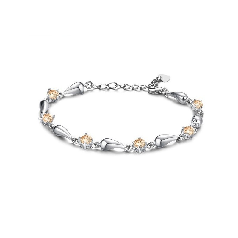 Pulseira Feminina De Titânio Com Revestimento Em  E Gota D'Água De Excelente Qualidade Com Diamante