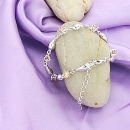 Pulseira Feminina De Titânio Com Revestimento Em  E Gota D'Água De Excelente Qualidade Com Diamante