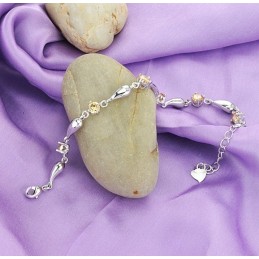 Pulseira Feminina De Titânio Com Revestimento Em  E Gota D'Água De Excelente Qualidade Com Diamante