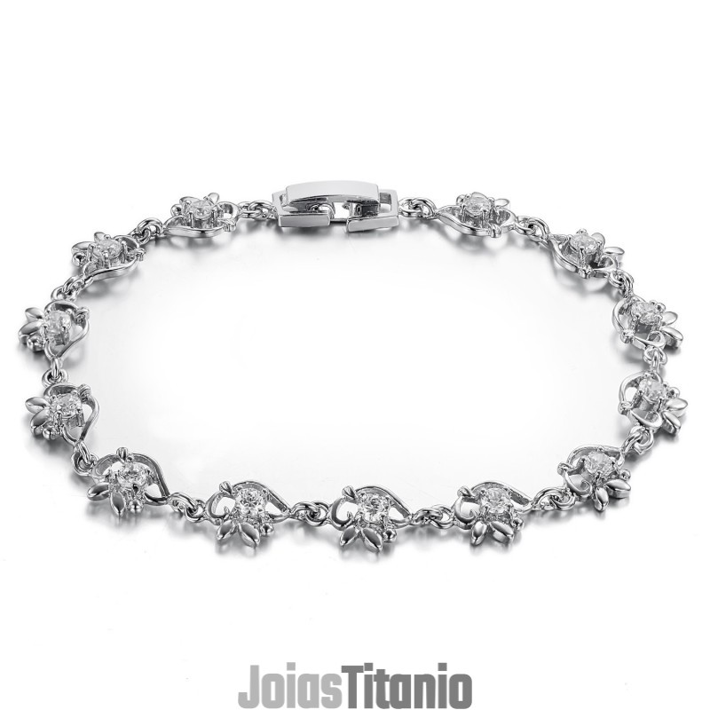Pulseira Feminina De Titânio Com Revestimento De Platina De Renome Mundial Pulseira Feminina De Titânio Com Revestimento De Platina De Renome Mundial