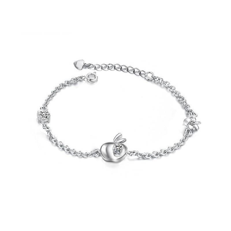 Pulseira Feminina De Titânio Com Revestimento Em  E Formato De Maçã Com Diamantes